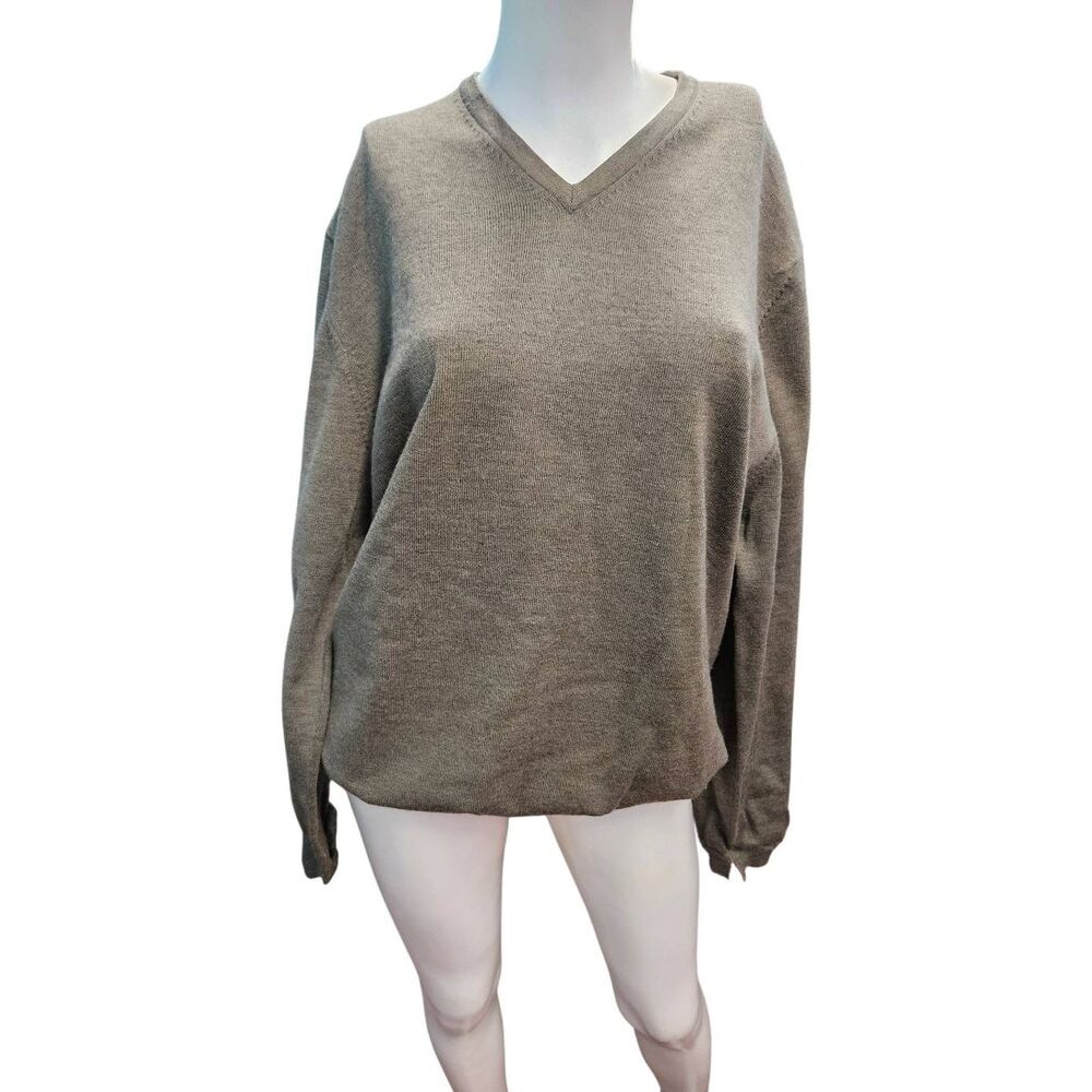 Brooks Brothers Green Taupe Wool Sweater Mens Size XL